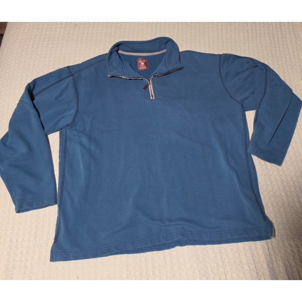 RedHead Mens Blue Quarter Zip Fleece Lined Pullover Sweatshirt Large
